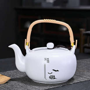 泡茶壶水壶喝茶禅意简约茶具 提梁壶大号单壶家用大容量陶瓷壶日式