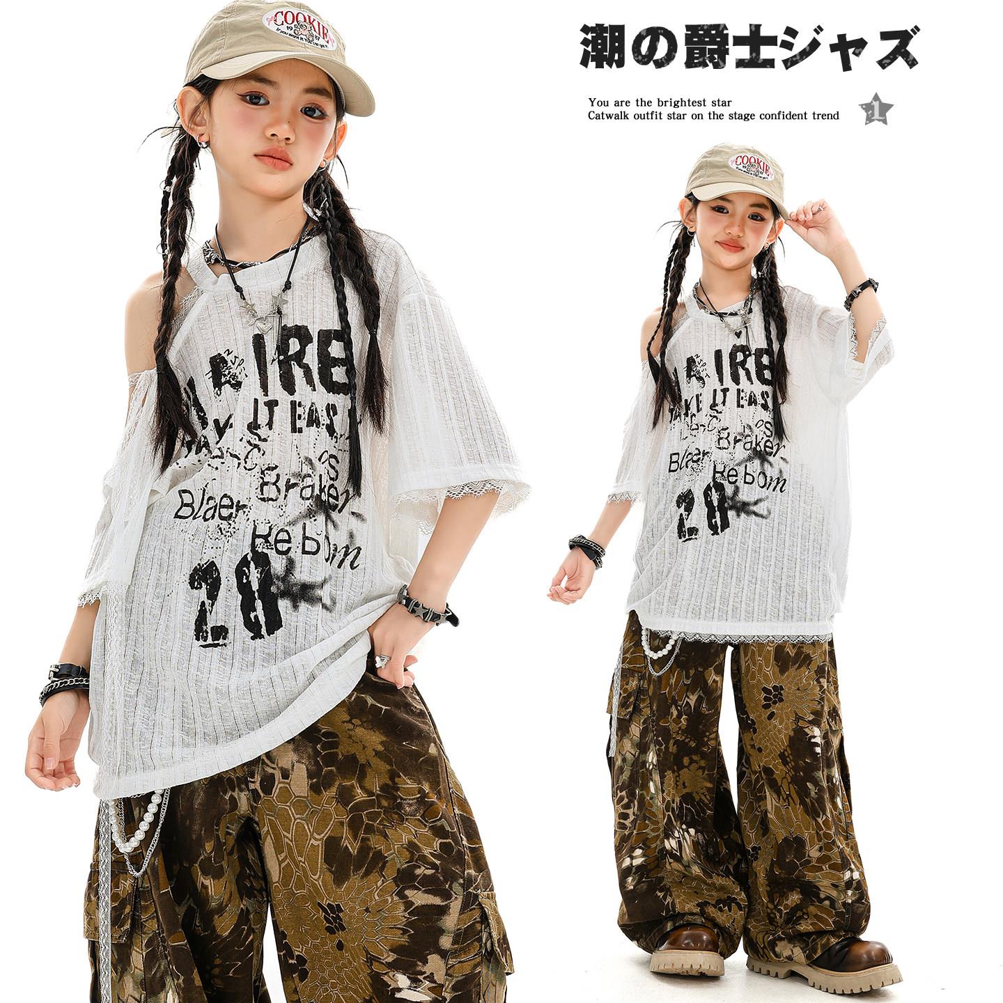 女童爵士舞服装潮酷时髦街舞潮服幼儿jazz上衣儿童爵士舞演出服夏图片