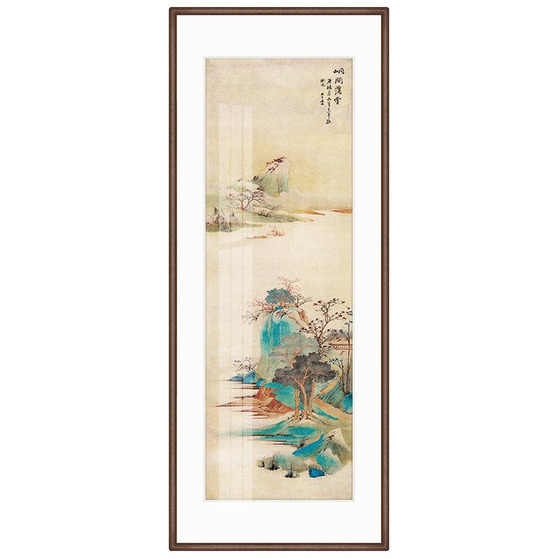 张大千装饰画国画彩墨油画山水画竖版新中式玄关挂画走廊过道装饰