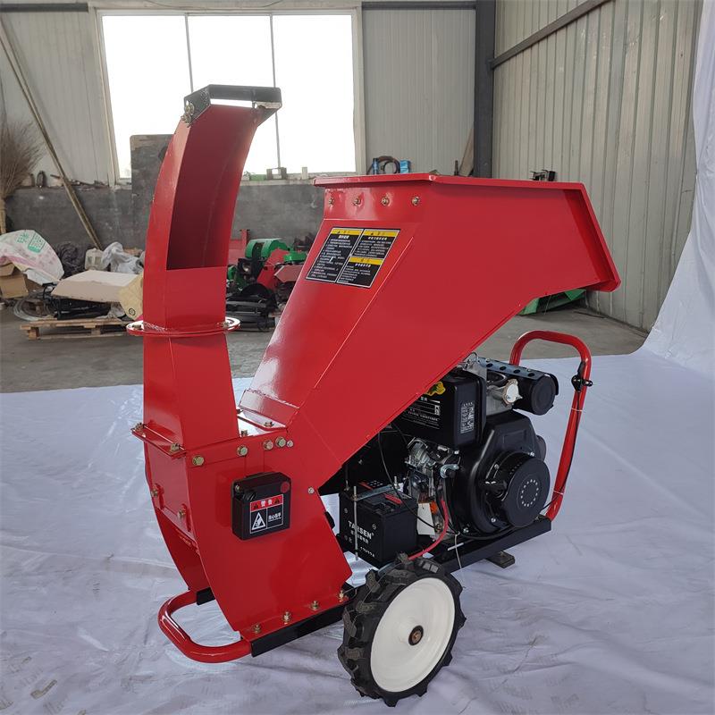 自动粉碎带叶树枝柴油碎枝机电启动果园树枝粉碎机园林枝条粉枝机