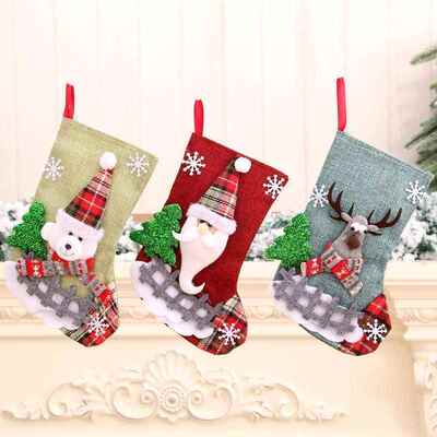 Medium Christmas Socks Santa Claus Gift Bag圣诞老人圣诞节