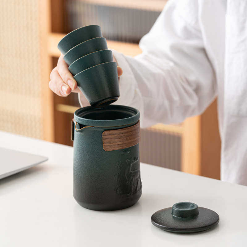 中式快客杯一壶四杯户外便携旅行茶具套装一路有你陶瓷泡茶壶茶杯,餐饮具,旅行茶具,淘宝优惠券,粉丝福利购,淘宝优惠卷