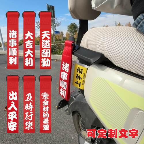 电动车飘带个性可定制文字遮挡划痕九号极核雅迪台铃车号牌装饰品