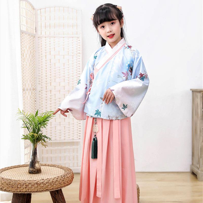 儿童古风襦裙女童超仙古装国学服女孩汉服夏中国风唐装连衣裙春秋