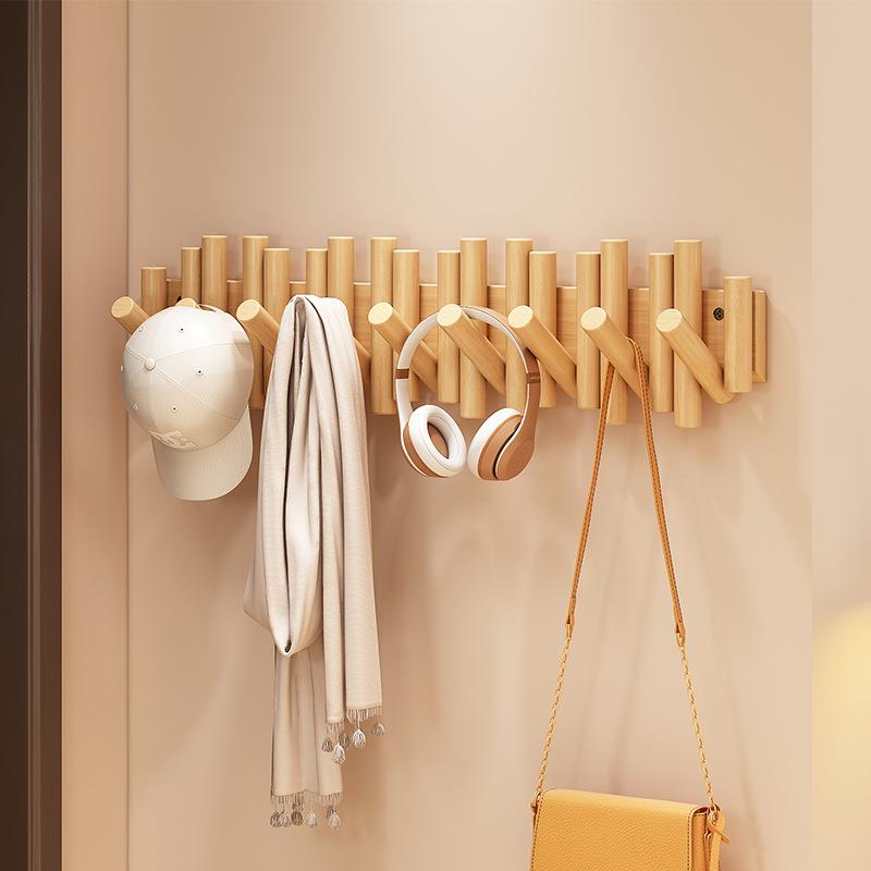 实木钢琴键挂衣架墙上入户门挂衣钩进门玄关衣帽架免打孔衣服挂钩