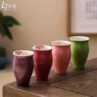 茶具单杯小号手绘茶盏功夫闻香茶杯陶瓷主人杯 品茗 杯彩瓷杯复古