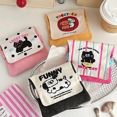 Cartoon Puppy/Cat Pattern Sanitary Pad Bag Napkin Storage