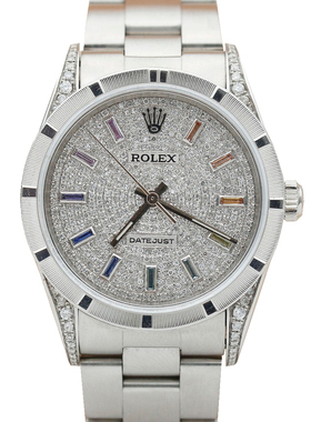 满天星[9.8新]劳力士空中霸王14010后镶钻自动机械表35mm