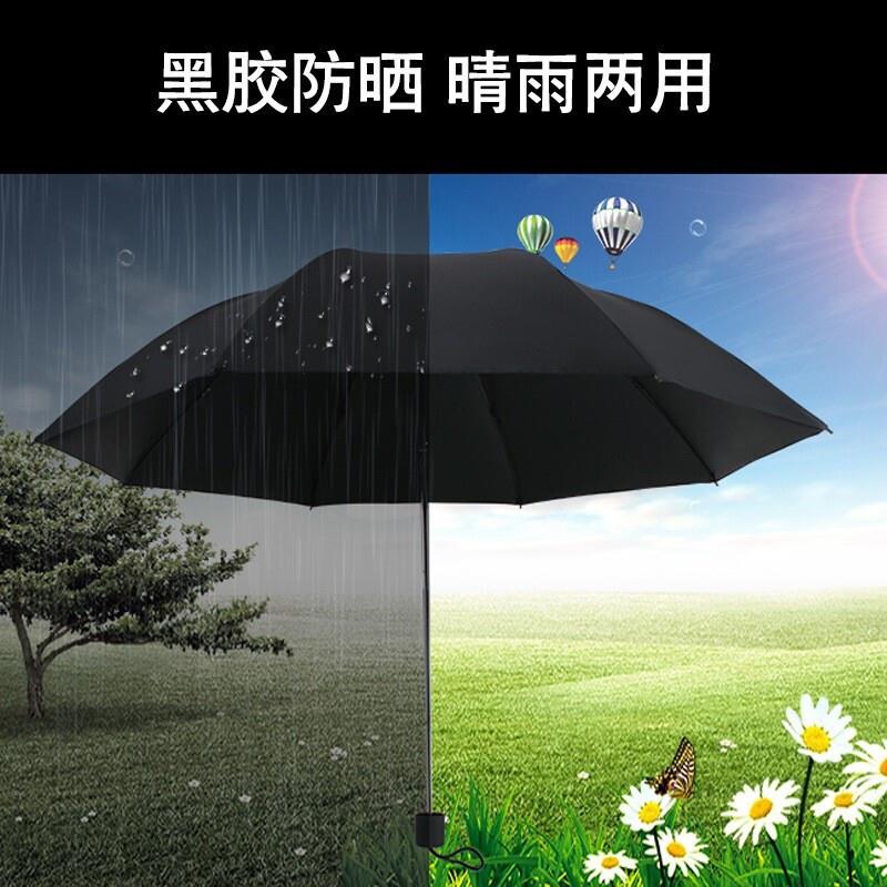 雨伞大号 双人折叠伞男士学生黑色男生简约大黑伞纯黑晴雨两用