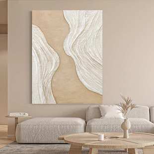 纯手绘油画 饰画玄关餐厅立体挂画 时光倒流 侘寂风奶油客厅装
