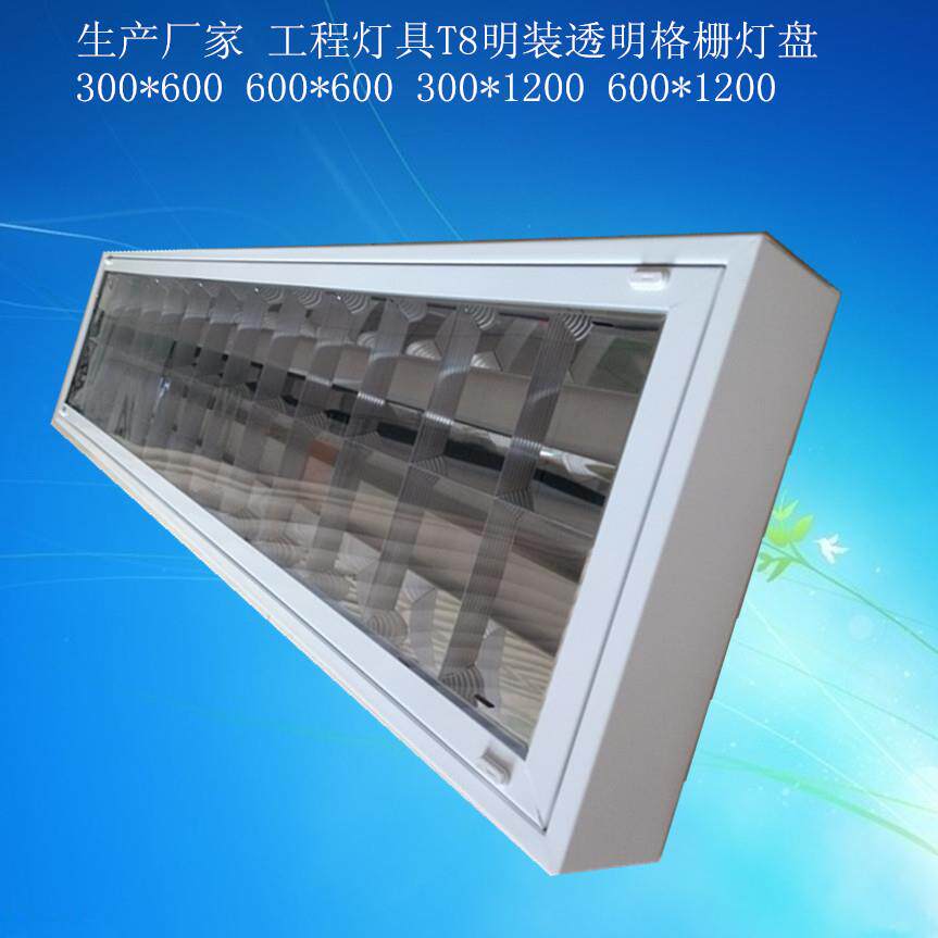 调厂家直供T8顺12片0VSF0*300明装胶片格栅灯盘ED格栅L灯胶灯盘