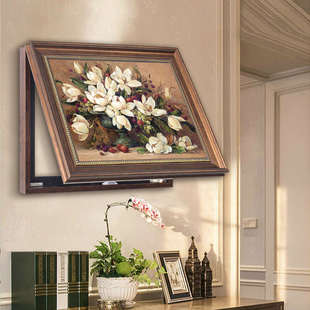 饰画免打孔遮挡盒配电箱推拉弱电总开关电源欧式 9QXC美式 电表箱装