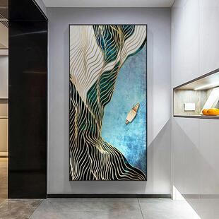 条 饰走廊过道抽象风景挂中画客厅796背景竖版 新式 入户玄画关线装