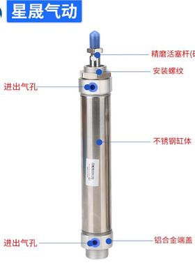SMC不锈钢迷你气缸CDM双225-50Z作用复动型带磁可调小AKCB型气缸C