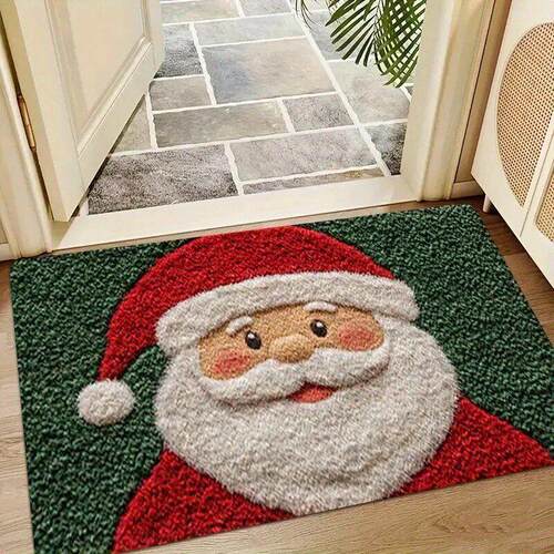 Christmas Door Mat Santa Claus Outdoor indoor Decor Foot Mat