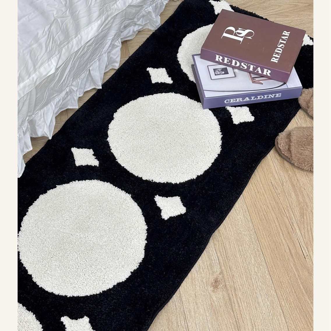 简约奶油风代发耐脏防滑簇绒毛绒地毯卧室客厅机织床边垫地毯