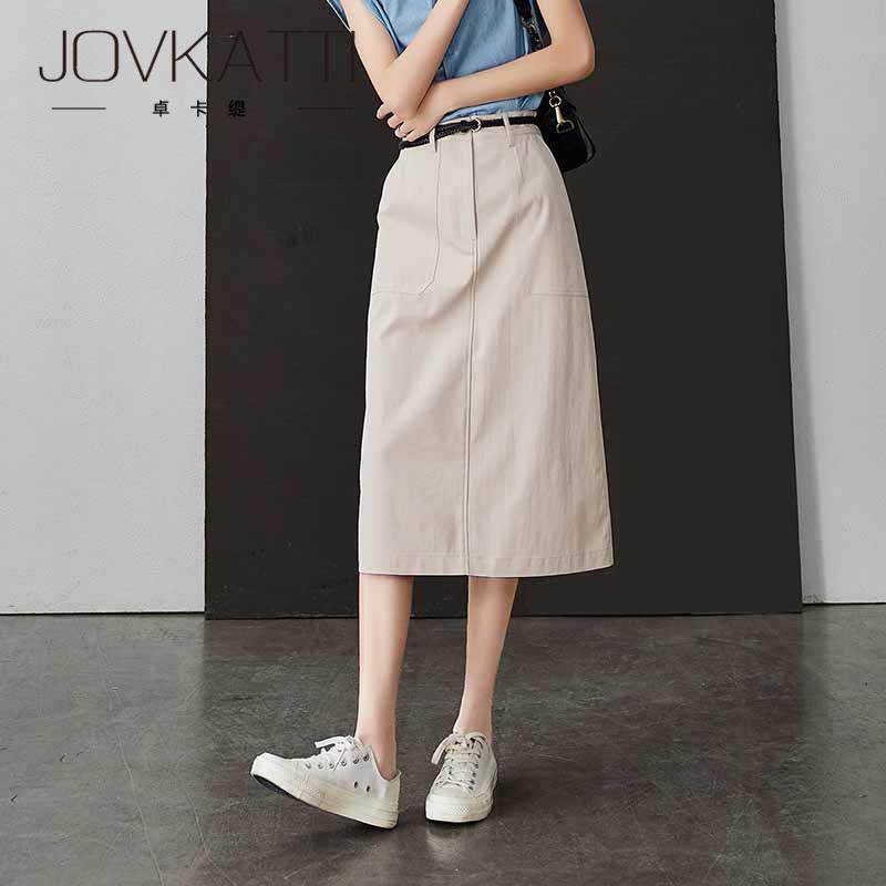 JOVKATTI2026春季新款时尚显瘦百搭休闲风a字高腰牛仔半身裙薄款