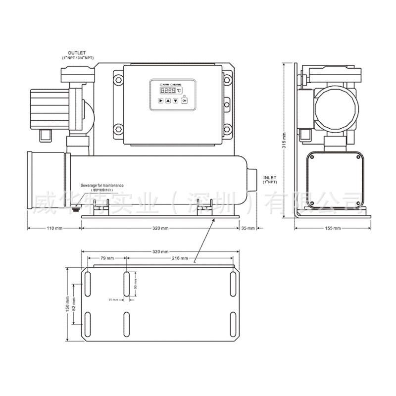 柴油发电机组预热器自循环式水套加热器EHD3045 EHD3060 EHD3090