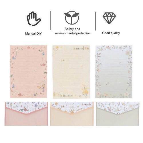 5 Sets/45pcs Flower Printing Envelope and Letter Paper