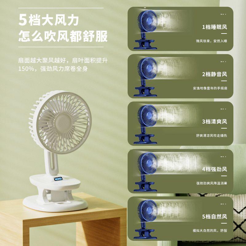 新款多功能夹子风扇便携桌面迷你充电静音长续航手持小型车载风扇