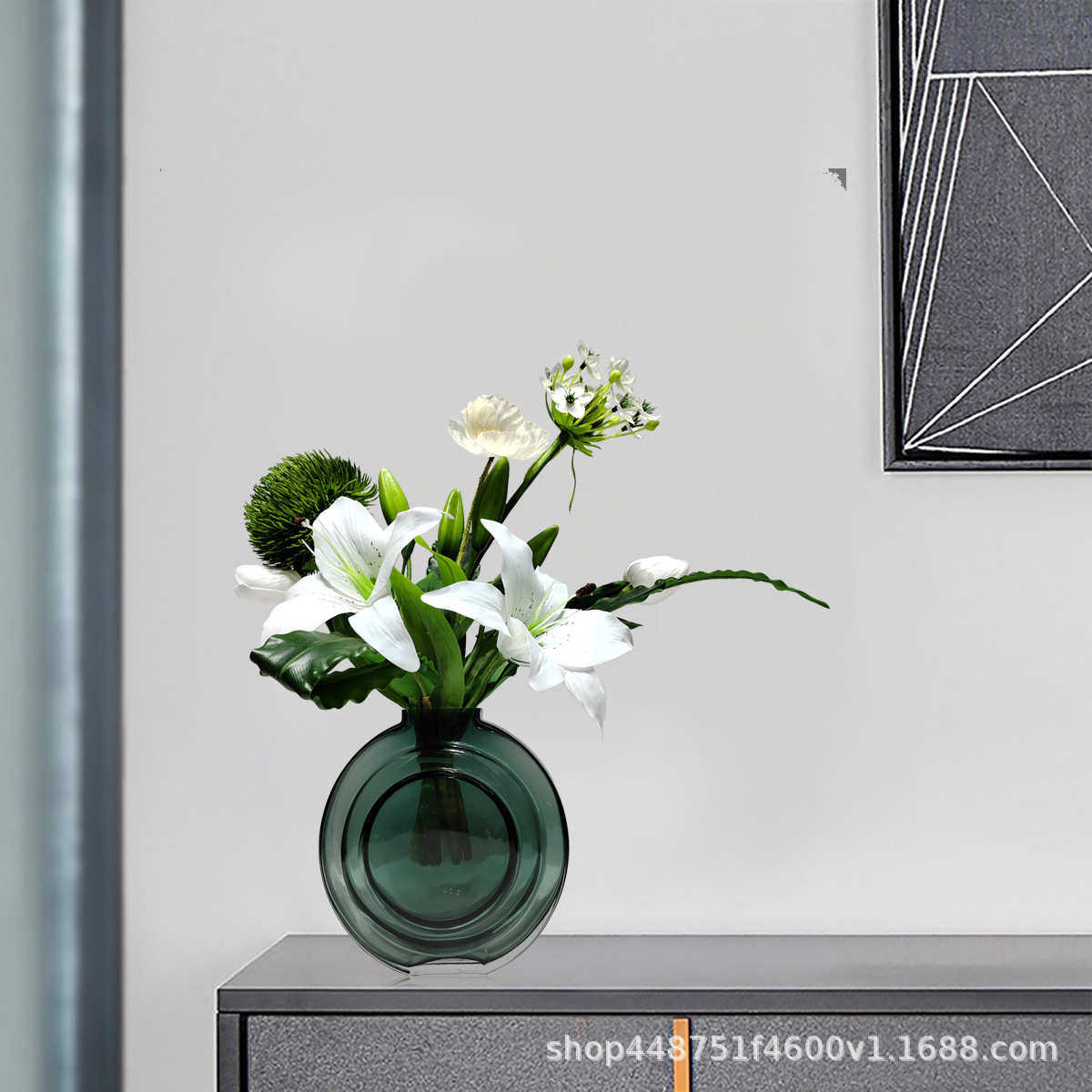 花艺百合花轻摆设假电视柜装饰品摆件现代奢植茶几绿客厅插桌面花,鲜花速递/花卉仿真/绿植园艺,仿真绿植,淘宝优惠券,粉丝福利购,淘宝优惠卷