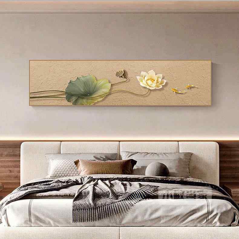 中式荷花鲤鱼简约淡雅装饰画客厅卧室沙发背景墙贴画自粘画,个性定制/设计服务/DIY,写真/海报印制,淘宝优惠券,粉丝福利购,淘宝优惠卷