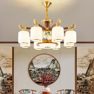 中式全铜吊顶别墅大气新餐厅卧室实木客厅灯202年款头朝新下8225