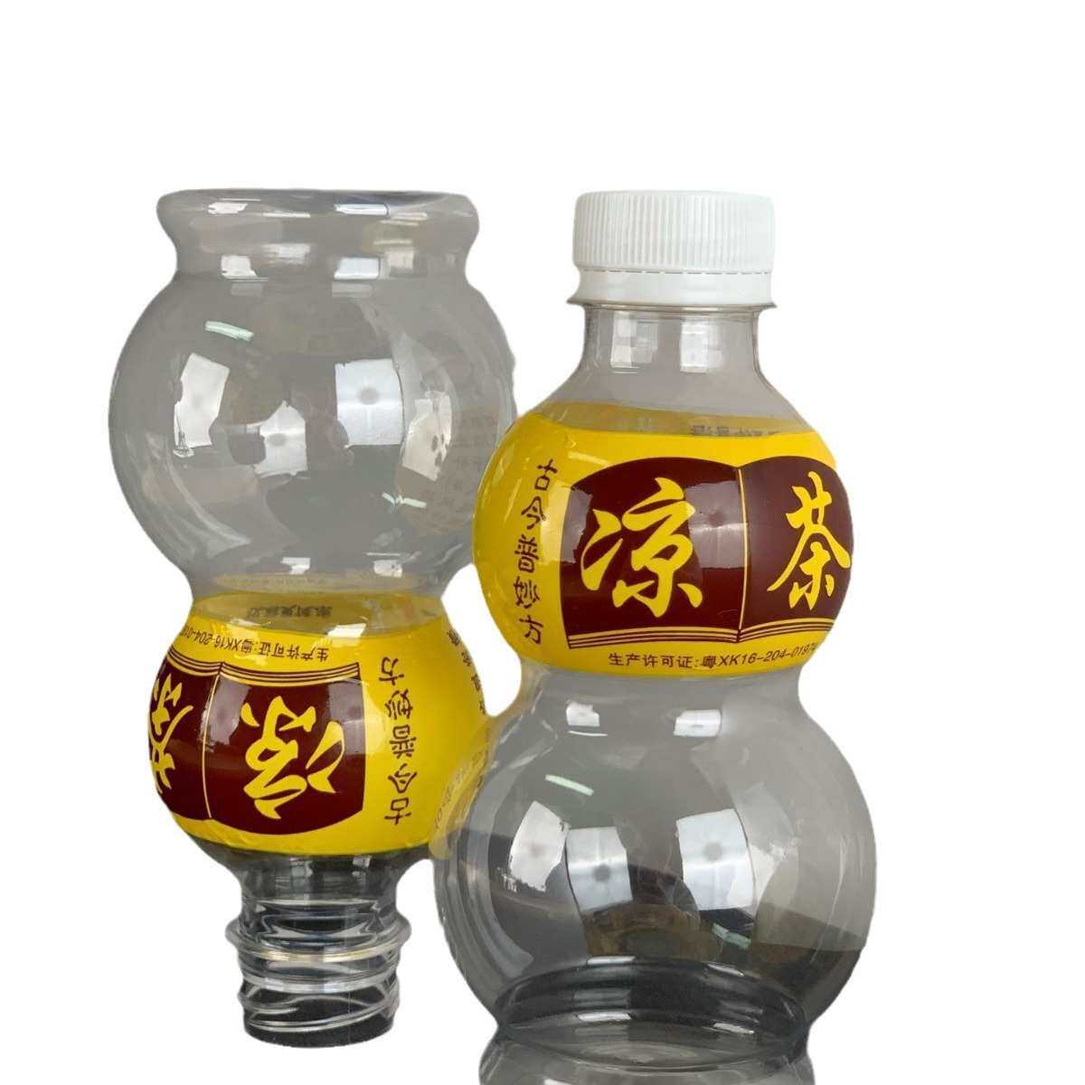 330ml凉茶透明凉茶塑料瓶一次性pet 葫芦型瓶子带标签瓶箱装