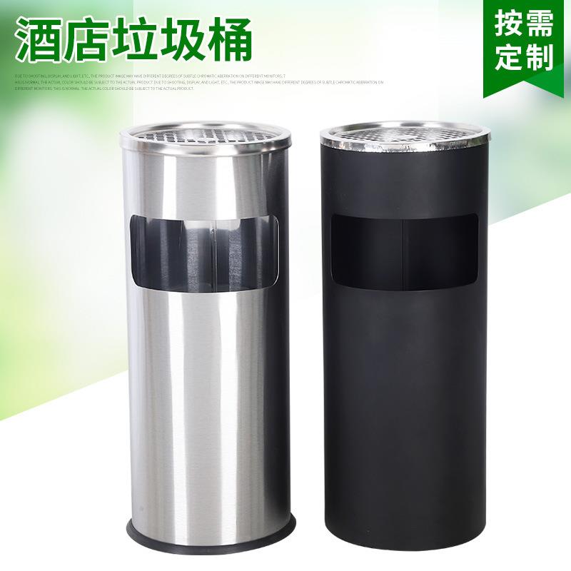 厂家酒店大堂电梯口烟灰桶圆形不锈钢垃圾桶走廊室内灭烟桶