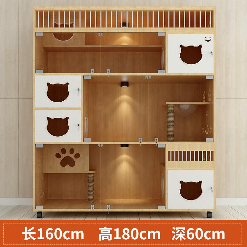 正品猫加厚实木展示柜商用猫屋寄养繁育猫柜 三层五格双宫面玻璃