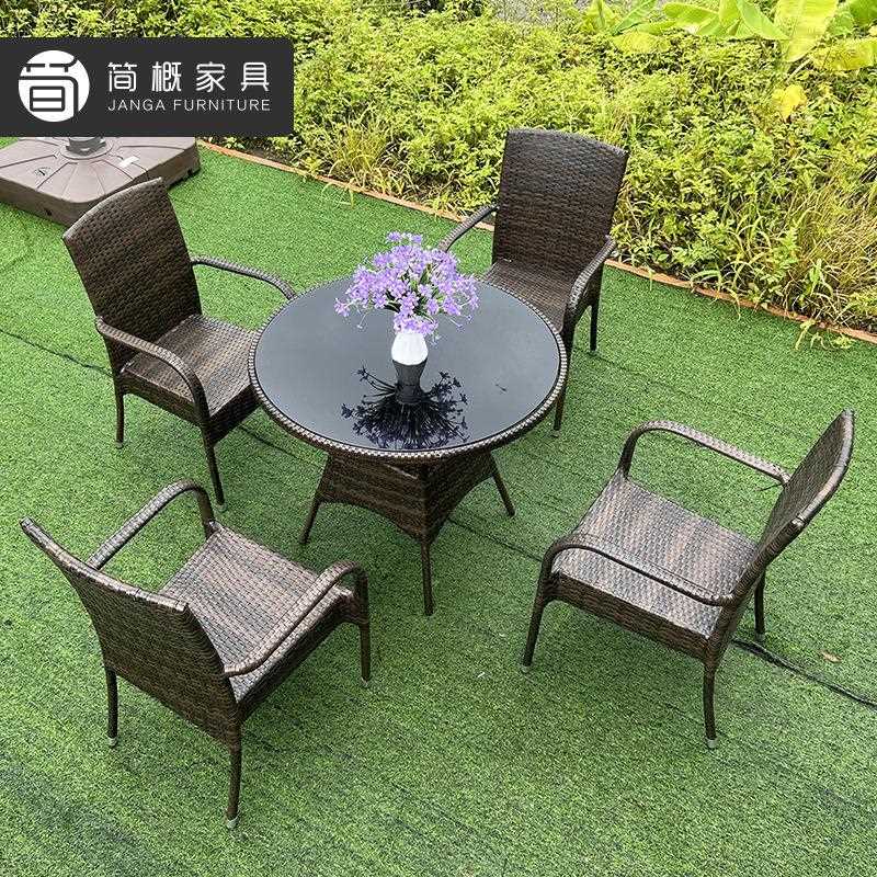 新款直销户外休闲简约藤椅庭院咖啡厅奶茶店海边沙滩桌椅室外防水