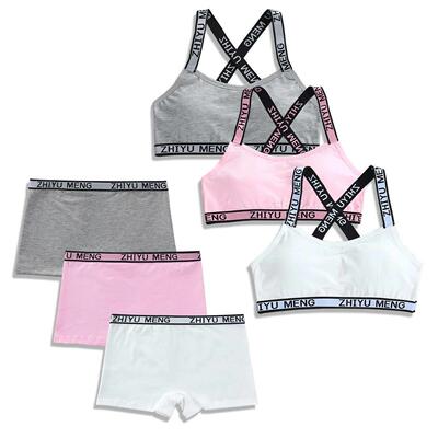 1Set Teenager Girls Bra Panty Sets Student Children Cotton P