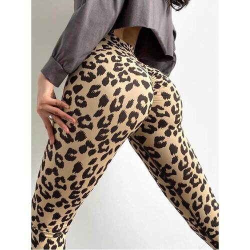 High waisted printed bottom tight yoga pants印花收腹瑜伽裤女