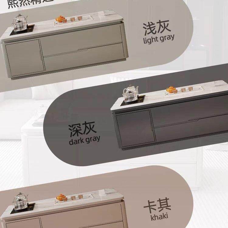 轻奢两用岩板现代高档功夫多功能茶几简约客厅茶桌家用免安装一体