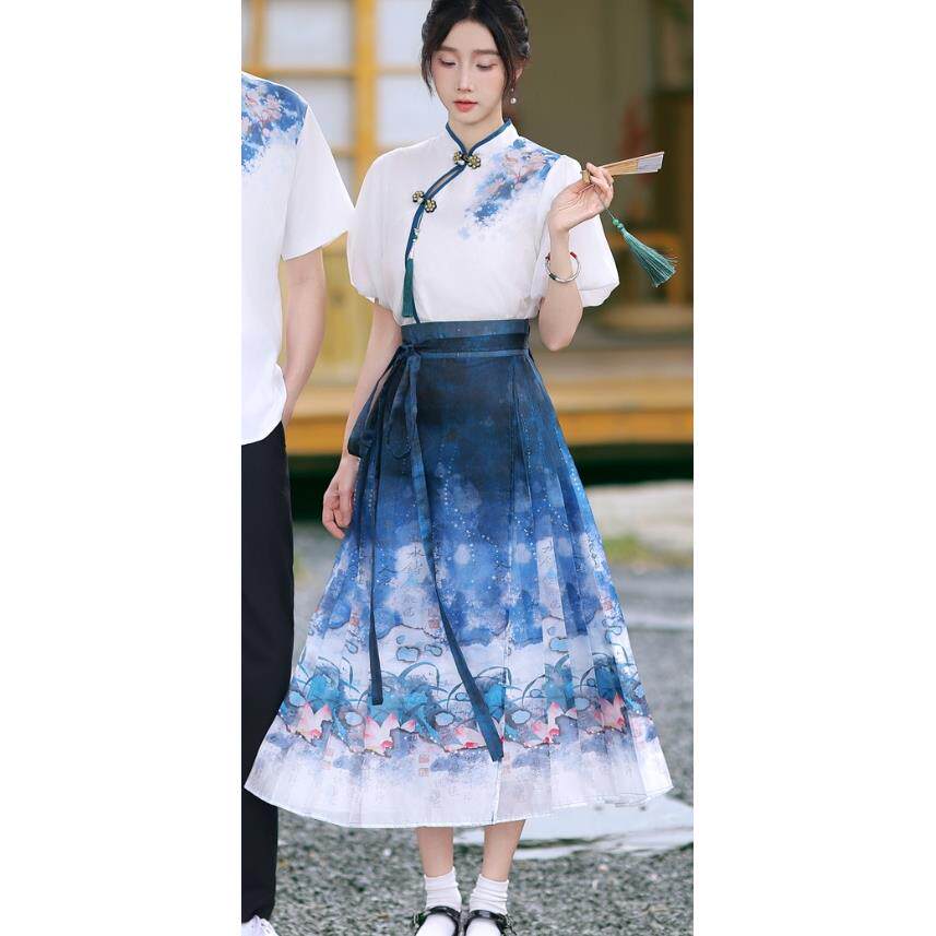 正品夏季学生班国风花学生舞蹈演出服复古中印学生服新中式校服套