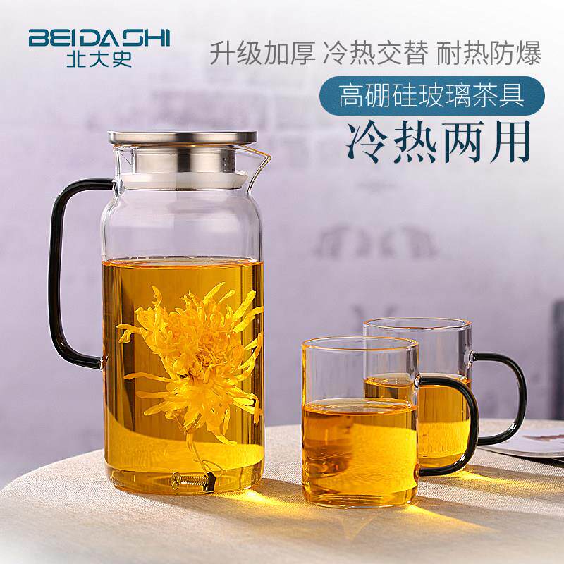 北大史冷水壶玻璃冷水壶家用大容量高硼硅耐高温夏季晾水壶泡茶壶