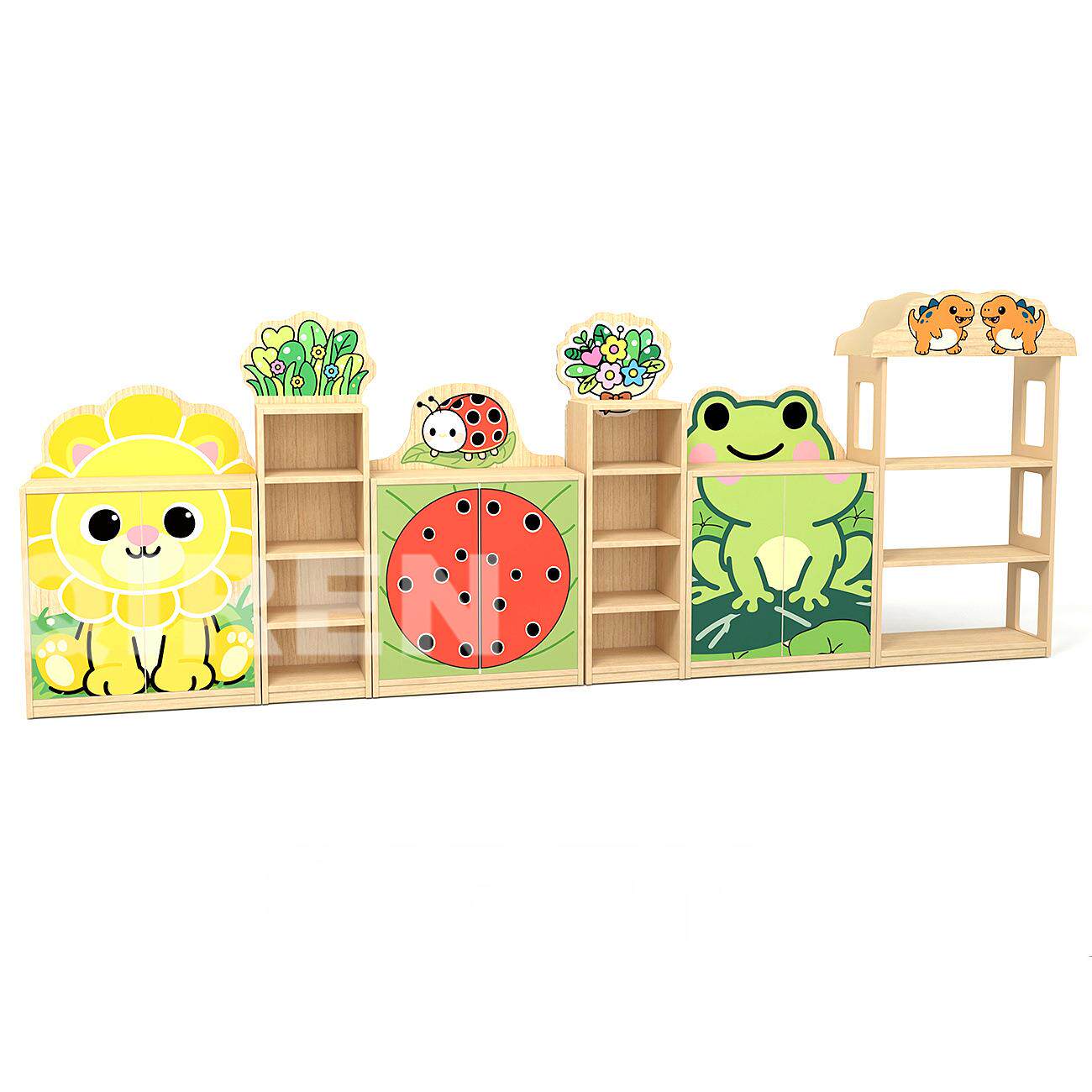 托育幼儿园多功能收纳置物架幼儿园教学涂鸦画画板玩具柜书包柜