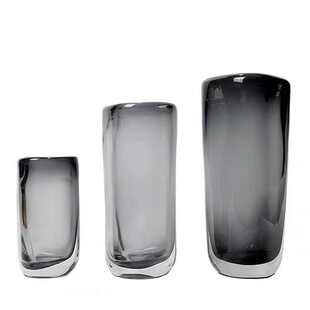 现代民器琉璃宿桌面样板间厚重灰色客厅电视柜玻璃花轻奢饰品花插