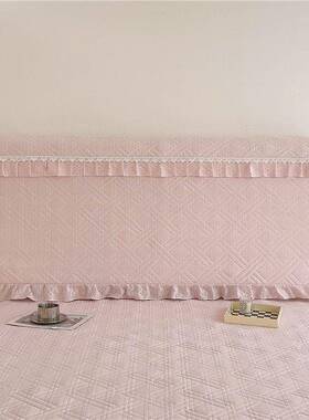 版花边公床头罩韩纯色简约床头套全包防尘PEF防主机灰遮丑可洗防