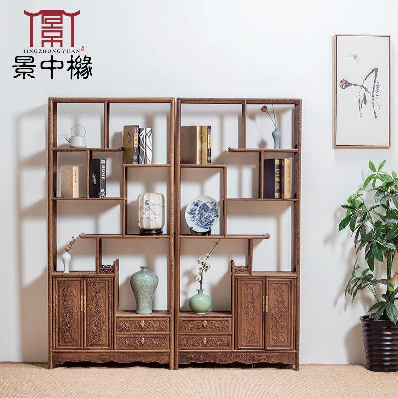 红木家俱鸡翅木博古架中式多宝阁古玩架客厅玄关摆件架实木隔断柜