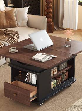 可升沙降折叠边几实餐木茶中古风阳台小推车小茶桌移动WNF几桌发