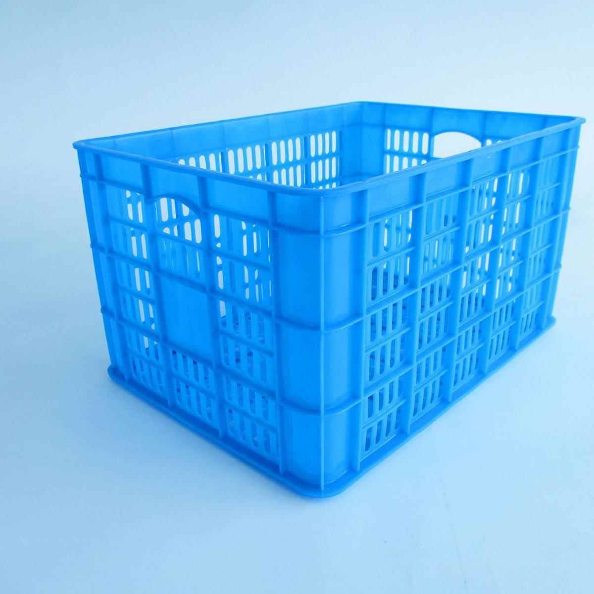 加厚575-50塑料周转筐蓝色镂空大号长方形塑料框蔬菜分拣框箩筐