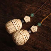 包邮 腾栏竹编制品铃铛精编天然小挂件装 饰香囊配件复古纯手工制品