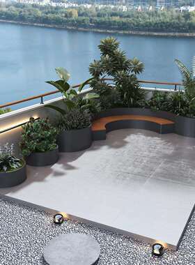 户外不锈钢花箱座凳卡座组合铁艺阳台花架售楼部景观花池室外阳台