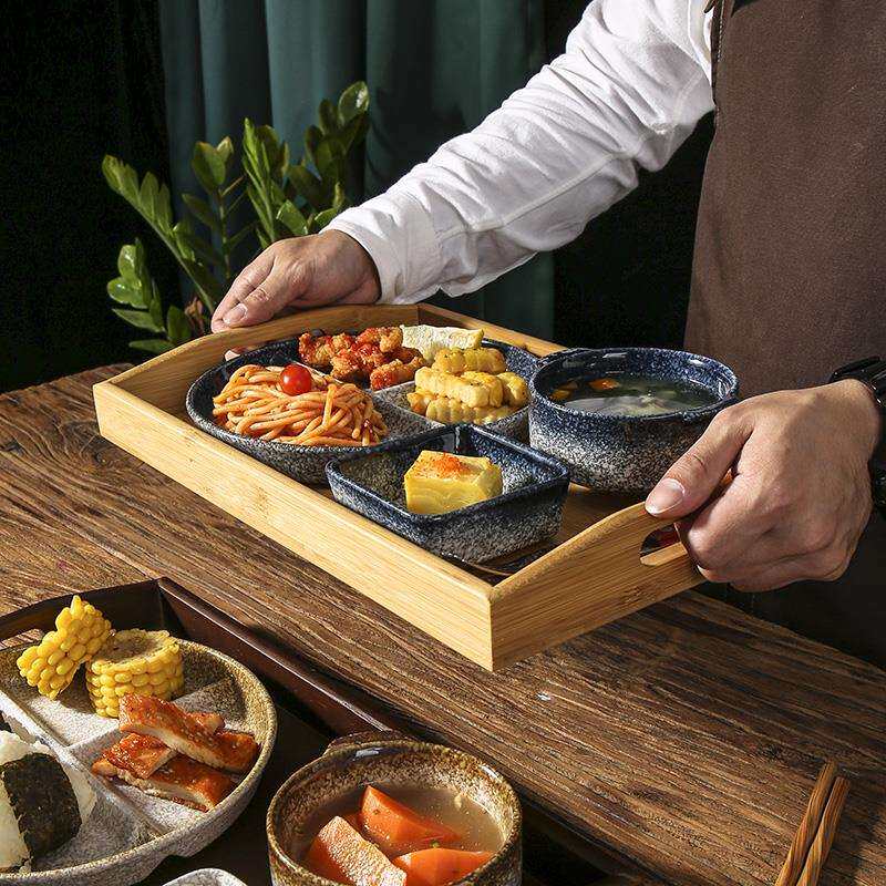 日式餐具一人食分格餐盘家用套装减脂大人早餐托盘定量食陶瓷盘子
