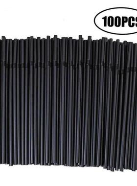 100pcs/Set Black Cocktail Straws Black Plastic Straw For Bir