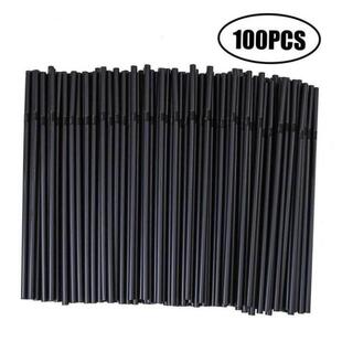 100pcs/Set Black Cocktail Straws Black Plastic Straw For Bir