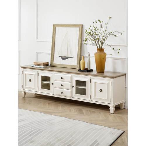 A8L美奶式电视柜纯实木油白色高款具视听柜地MT20电视中柜海地客