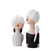 北欧可爱样板房红酒柜少女心人物摆件客厅电视柜家居软装 饰品摆设