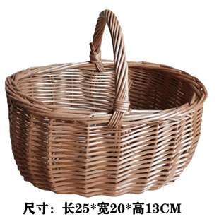 优质藤编小竹篮篮手提篮编收纳柳篮编织篮儿童采摘野餐F96JT69H迷